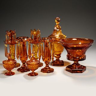Elegant collection amber cut glass