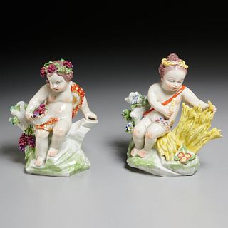 (2) Chelsea porcelain Four Season figurines