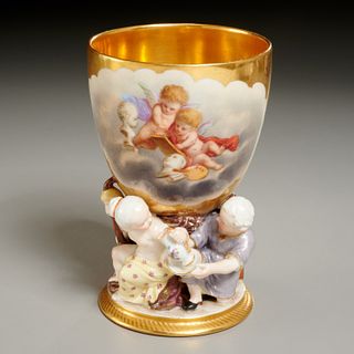 Berlin gilt and painted porcelain figural cup