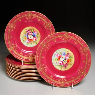 Nice set (12) Royal Worcester gilt floral plates