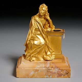 French School, dore bronze figure of a poet