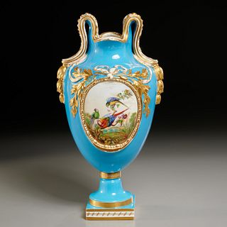 Large English porcelain panel vase