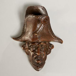 French bronze wall-mount figural match holder