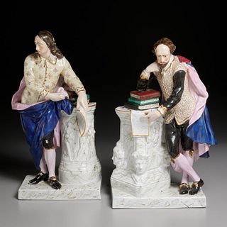 Pair Derby figures, Milton and Shakespeare