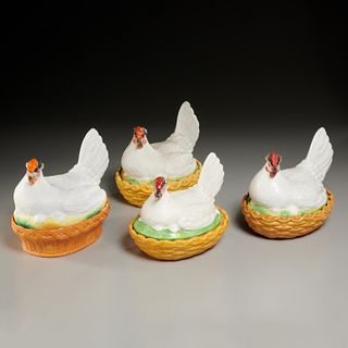(4) Staffordshire "hens in a nest" boxes