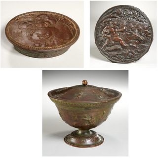 Group of (3) Continental bronze objects