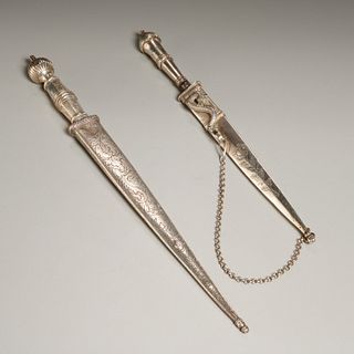 (2) antique Argentine silver daggers