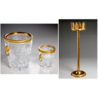 (2) French style crystal bottle coolers and stand