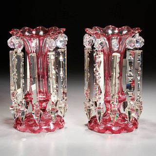 Pair large Bohemian cut crystal lusters