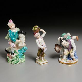 (3) German antique porcelain figures of young boys