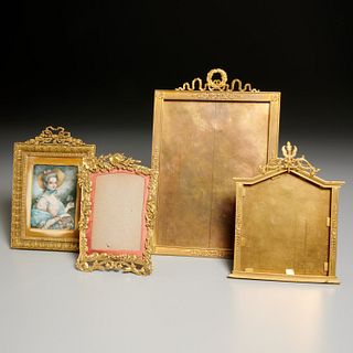 (4) French gilt bronze frames & portrait miniature
