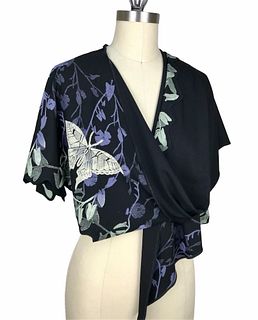 Black, violet and cream wrap with vines and butterflies.