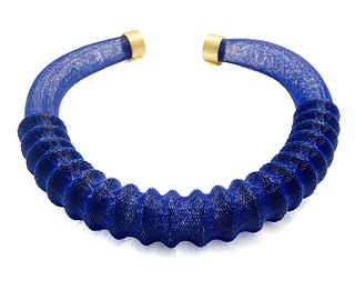 Ribbed Necklace Royal Blue