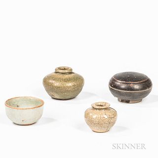 Four Glazed Stoneware Items