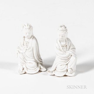 Pair of Miniature Dehua Figures of Guanyin