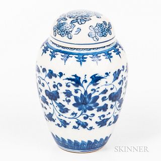 Small Blue and White Jar and Cover