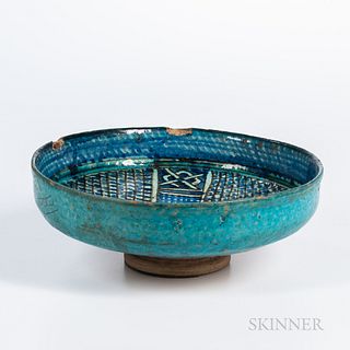 Cobalt and Turquoise-glazed Bowl