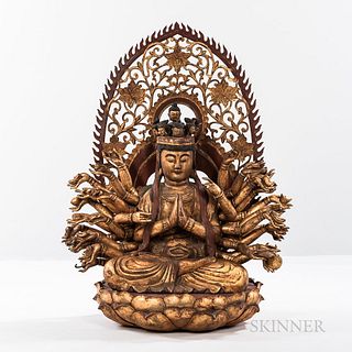 Gold-lacquered Wood Statue of the Thousand-armed Avalokitesvara