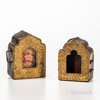 Two Copper/Brass Gau   Amulet Boxes