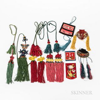 Group of Embroidered Silk Purses and Tassels