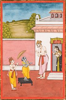 Miniature Painting Depicting Krishna