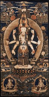 Thangka Depicting Ekadashamukha Avalokitesvara