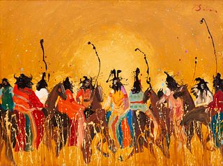 Earl Biss
(Apsaalooke, 1947-1998)
Warriors in the Late Day Sun