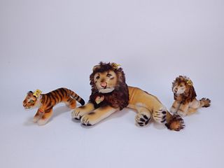 3 Steiff Lions and Tigers