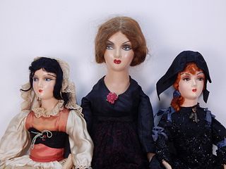 3 Antique Composition Boudoir Dolls