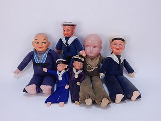 6 Antique Sailormen Boudoir Dolls