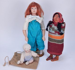 3 Assorted German American Antique Dolls