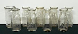 Dairy bottles - 9 clear 1/2 pints, Akron OH