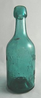 Soda round teal blue bottle