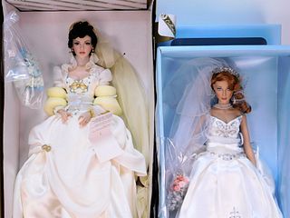 2 Franklin Mint Company Faberge Bridal Dolls