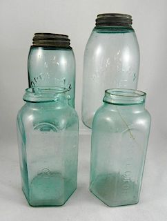 4 Fruit jars - 'Porcelain Lined' and 'Protector'
