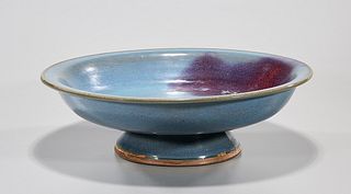 Chinese Junyao-Type Purple Splash Porcelain Footed Dish