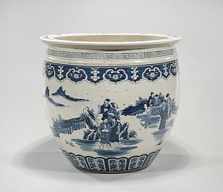 Chinese Blue and White Porcelain Fish Bowl Vase