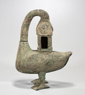Chinese Archaistic Duck-Form Metal Lantern