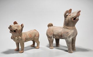 Two Chinese Painted Pottery Dogs