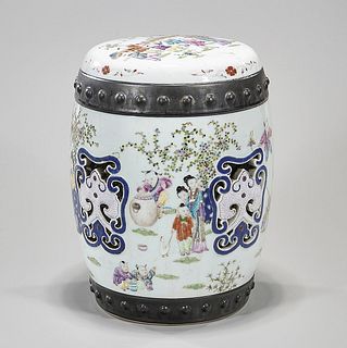 Small Chinese Enameled Porcelain Garden Seat