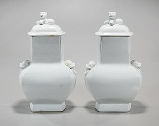 Two Chinese Glazed Porcelain Covered Vases
