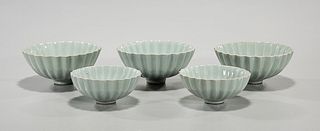 Group of Five Chinese Celadon Bowls