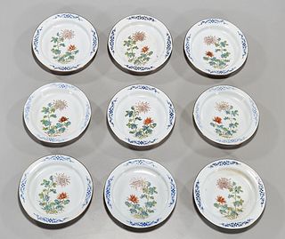 Set of Nine Chinese Enameled Porcelain Dishes