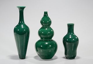Group of Three Chinese Crackle Glazed Porcelain Vases