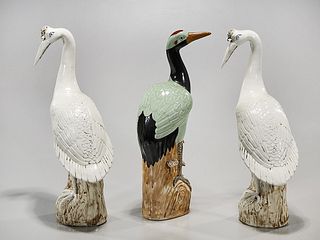 Group of Three Chinese Glazed Porcelain Birds