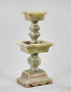 Chinese Carved Jade Candlestick