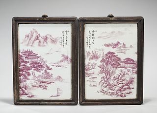 Set of Four Chinese Framed Porcelains