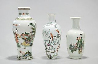 Group of Three Chinese Enameled Porcelain Vases