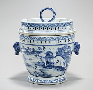 Chinese Blue and White Porcelain Covered Ice Box