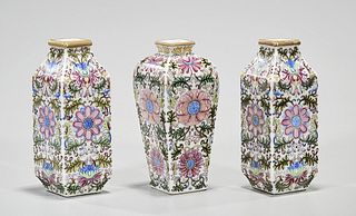 Group of Three Chinese Enameled Porcelain Vases